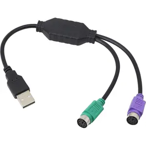 PS/2 to USB Cable USB to PS/2 Plug Active USB to Dual PS/2 Adapter Keyboard Mouse Converter Adapter for The Keyboard PS2 (Black)