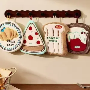 Original Food IP Coral Fleece Hand Towel - No Lint Quick-Dry Hanging Towel for Kitchen with Cute Cartoon Design