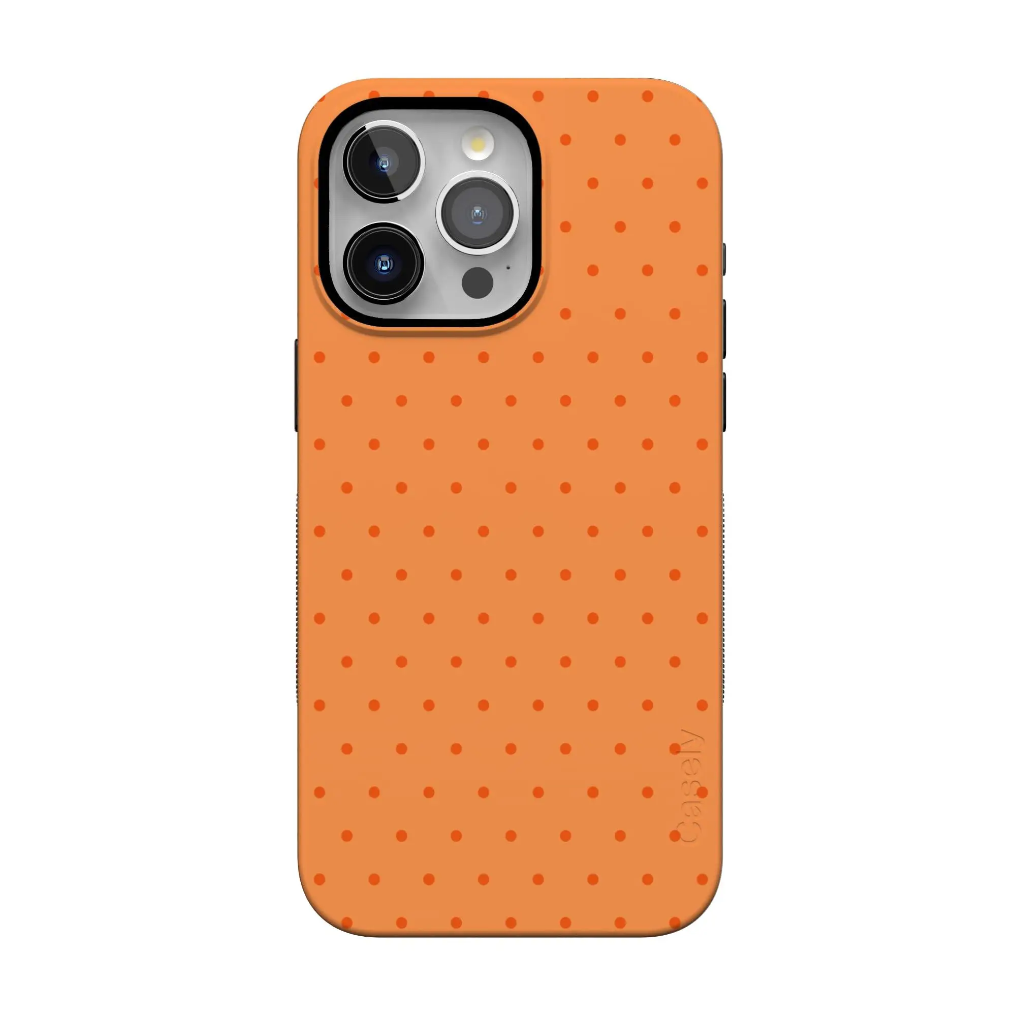 Casely iPhone 15 Pro Case | On the Dot | Orange Polka Dot | Bold Protective Design | Compatible with MagSafe