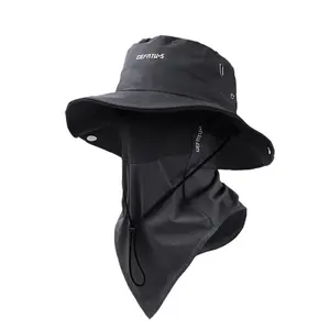Men's sun hat, UV-blocking sun hat for outdoor work, fisherman's hat, jungle hat, fishing hat, neck guard cap, with detachable neck guard and face shield for sun protection, suitable for hiking, camping, fishing, and tactical outdoor activities