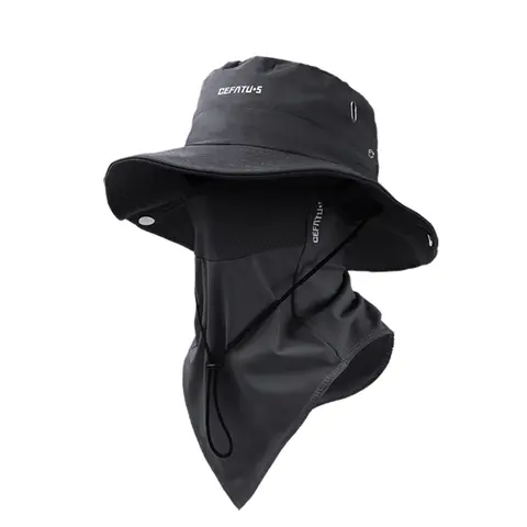 Men's Adjustable UV-Protection Fisherman Hat - Polyester, Detachable Neck Guard & Face Shield, Beach Sun Hat, UV-Safe Work Gear, All-Season Athletic Outdoor Gear