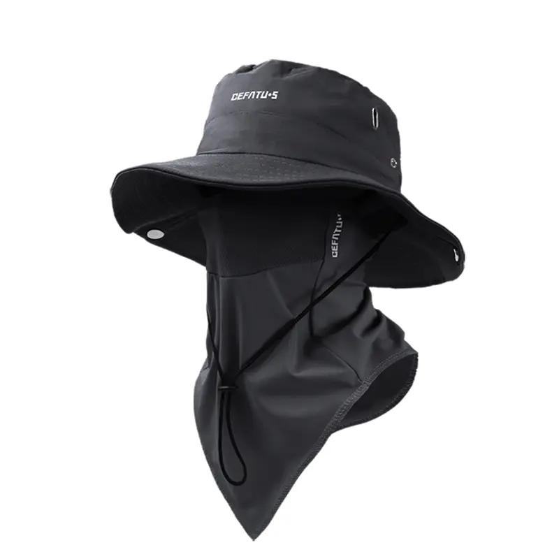 Men's Adjustable UV-Protection Fisherman Hat - Polyester, Detachable Neck Guard & Face Shield, Beach Sun Hat, UV-Safe Work Gear, All-Season Athletic Outdoor Gear