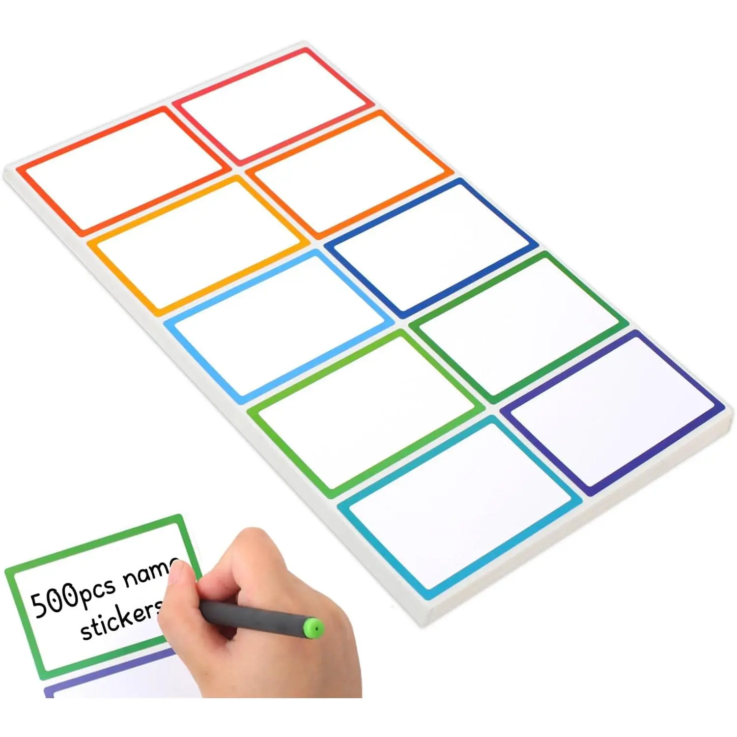 500 count Name Labels, 3.5x2.25 inch Blank Nametags, Sticky Name Tags for Whiteboards Locker Fridge School Office Home 10 Colors