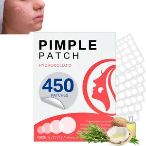 450PCS Invisible Acne Pimple Patches, 4 Sizes Hydrocolloid Zit Cover Stickers, Ultra-Thin Transparent Blemish Covers, Discreet Facial Spot Treatment Patches for Daily Overnight Use