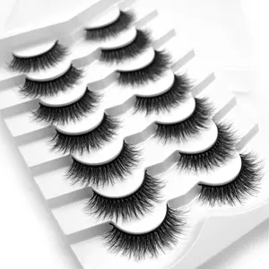 7 Pairs Fluffy False Eyelashes, False Eyelash Set, Fluffy Curly Thick Faux Cluster Lashes, Eye Makeup Product For Women, Fluffy Eyelash Clusters, Volume Lashes