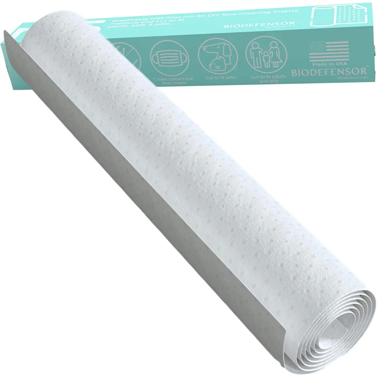 Biodefensor MERV 16 Filter Material Roll for DIY Cut to Fit Face Mask Inserts - Superior Protection, Non-Toxic, Made in USA