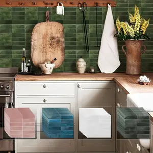 Kitchen Use 10/20 Pieces Self-Adhesive Subway Tile Backsplash Wall Stickers, Easy Peel & Stick for Kitchen Bathroom Decor