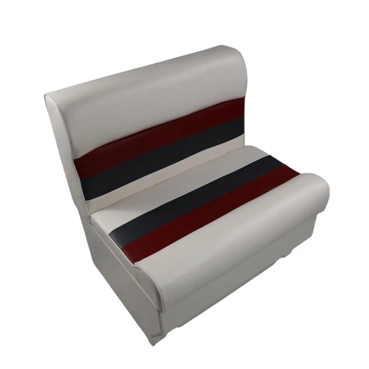 Horizon 3000-3009-AAEC 28 in. Premium Series Durable Marine Environment Pontoon Bench Seat Cushion Set, Base White, Red, Charcoal, Fade Resistant, High Compression Foam Padding, Removable Vinyl, Contoured, Waterproof, Casual Outdoor Pads & Cushions