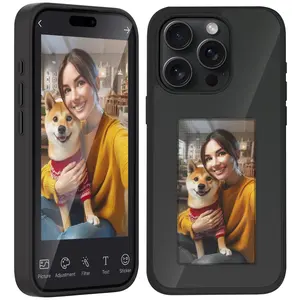 Orzero (1 Pack) Smart NFC Ink Phone Case Compatible for iPhone 15 Pro Max, Customizable E-Ink Screen DIY Images Long-Lasting Display Fast Transmission - Black Accessories Durable