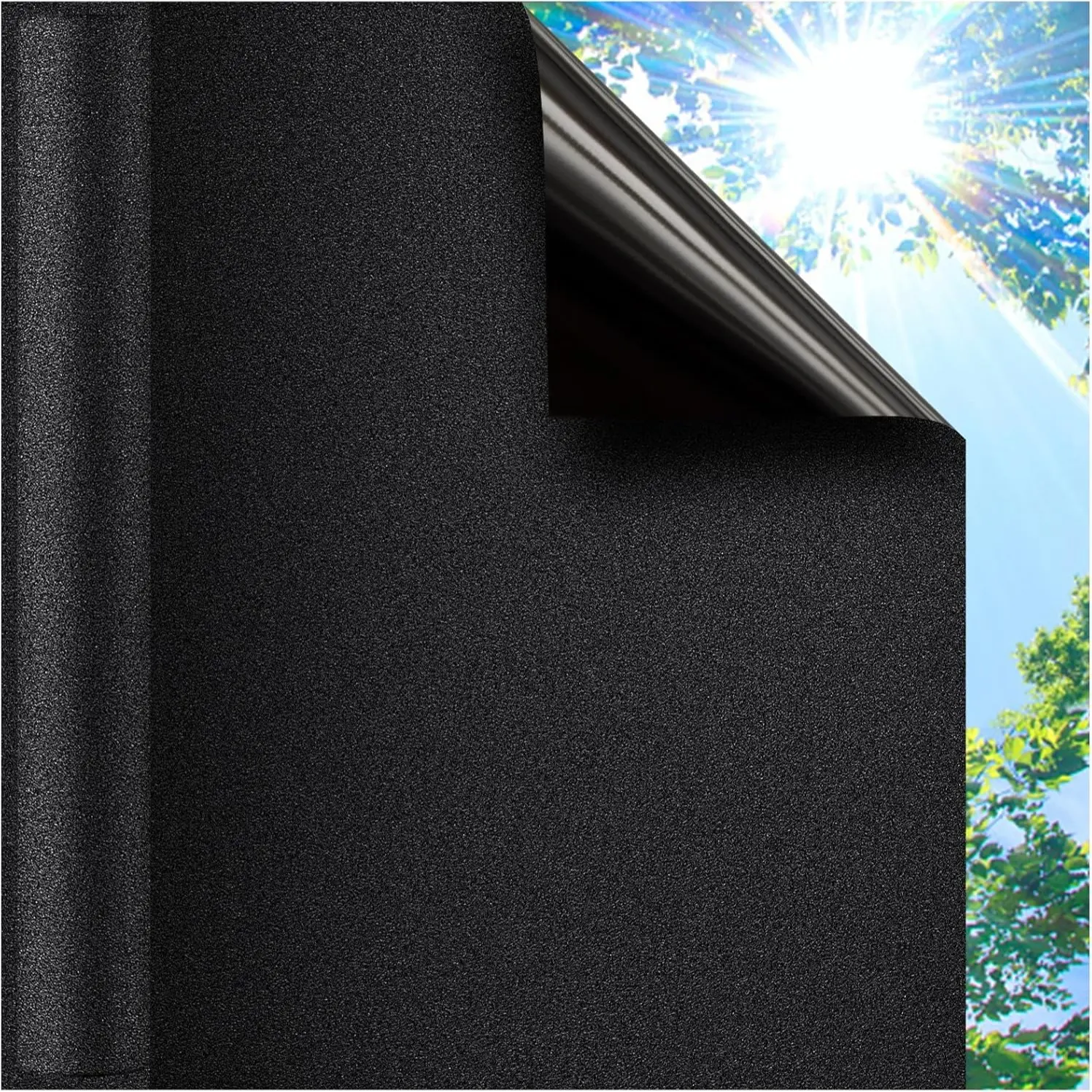 Full Light Block Window Film, Frosted Privacy Membrane, Static Adhesive Glass Film, Sunscreen Insulation Sticker, Sun Shade Film for Bedroom Balcony