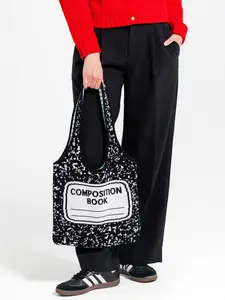 Composition Notebook Tote Bag in 100% Cotton Knit / Fully Reversible with Sheet of Paper Lining / Purse / Perfect for Teachers, Writers, Artists, and Stationery Lovers