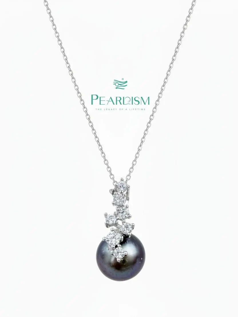 PEARLISM  Quiet Luxury Edison Pearl Pendant | 8.5-9.5mm Purple Silver CZ Cluster Hypoallergenic-AFEP035