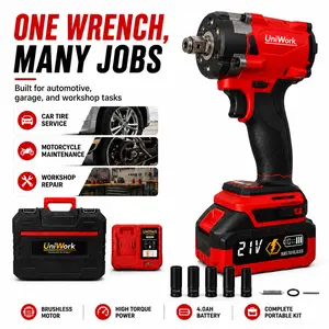 Advanced 1000NM+ Electric Impact Wrench Driver Sockets Set Cordless Brushless Wrench Electric Power Tool Kit 1/2" & 1/4" dual drive head for DIY/Professional auto repairs, installation works, cvt maintenance Complete Portable Garage tools