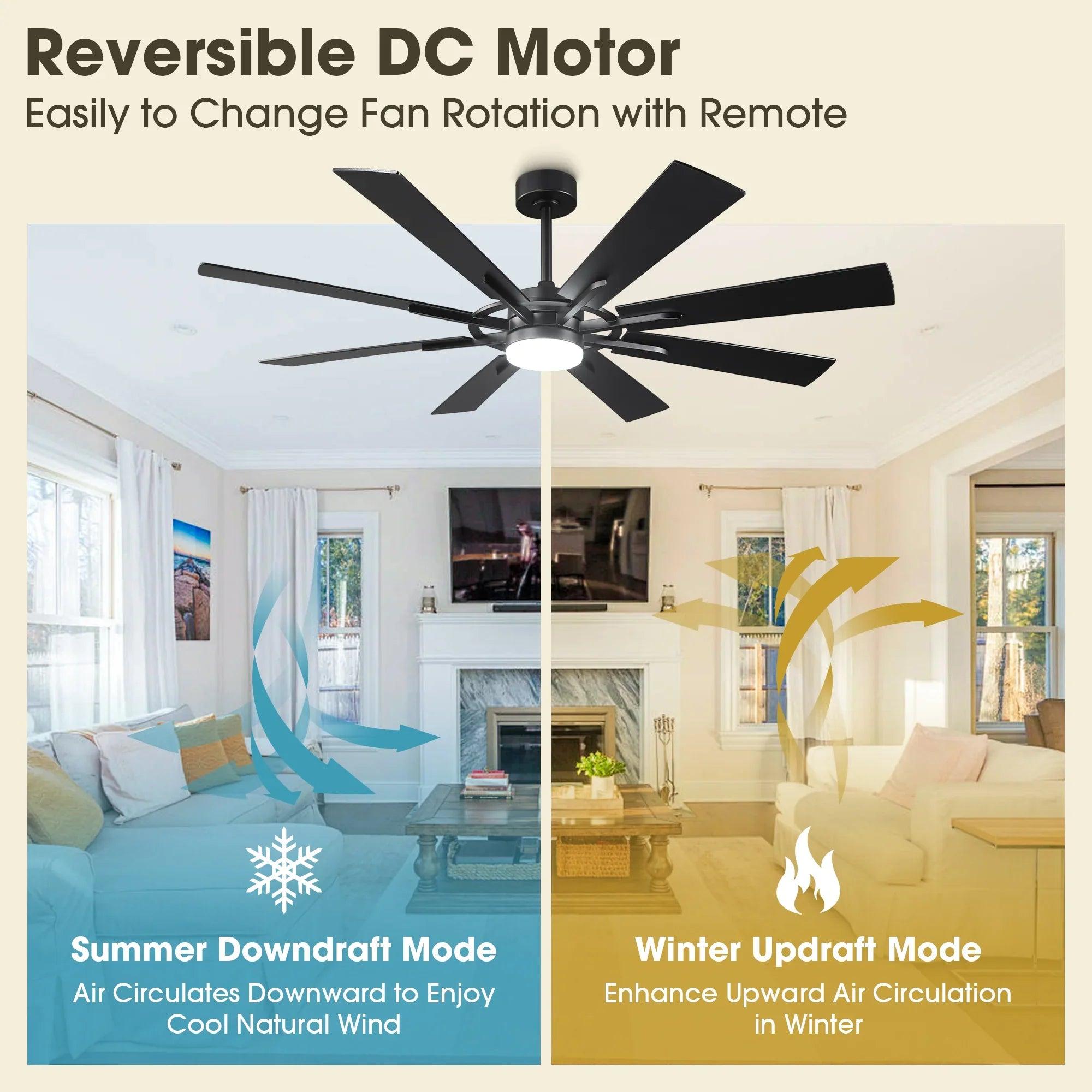 60/72 Inch Windmill Style Ceiling Fan Downrod Mount LED Light with APP & Remote Control 60/72 Inch Windmill Style Ceiling Fan Downrod Mount LED Light with APP & Remote Control