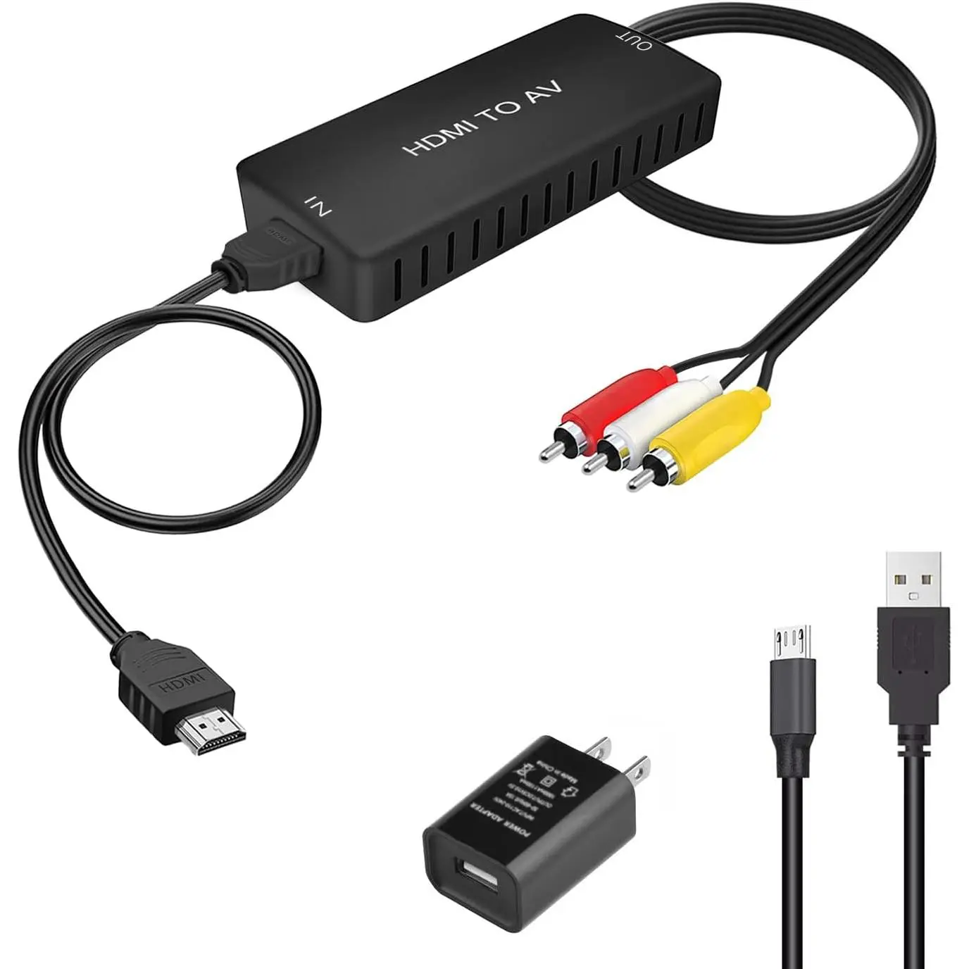 HDMI to RCA Converter, HDMI to Composite Video Audio Converter Adapter,HDMI to AV Adapter, Supports PAL/NTSC for PC Laptop HDTV DVD