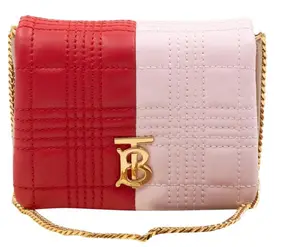 Pre-owned BURBERRY leather wallet Micro Quilted Lola Small Shoulder Bag Red & Pink BF00120