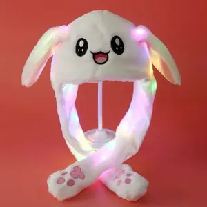 Rabbit Plush Hat - Funny Bunny Ear Moving Jumping Plush Hat for Women, Soft Plush Material, Approx. 50x30cm (19.68x11.81 inches)