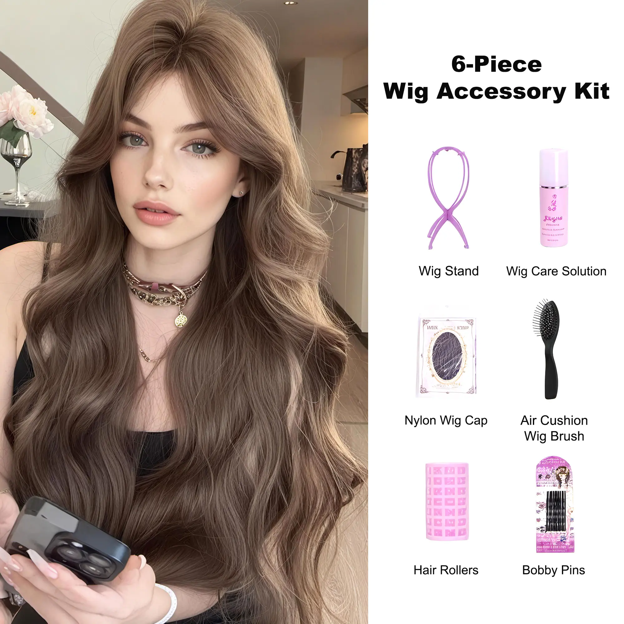 "Figure-8" Waves — Milk Tea Ash-Brown (6-Piece set