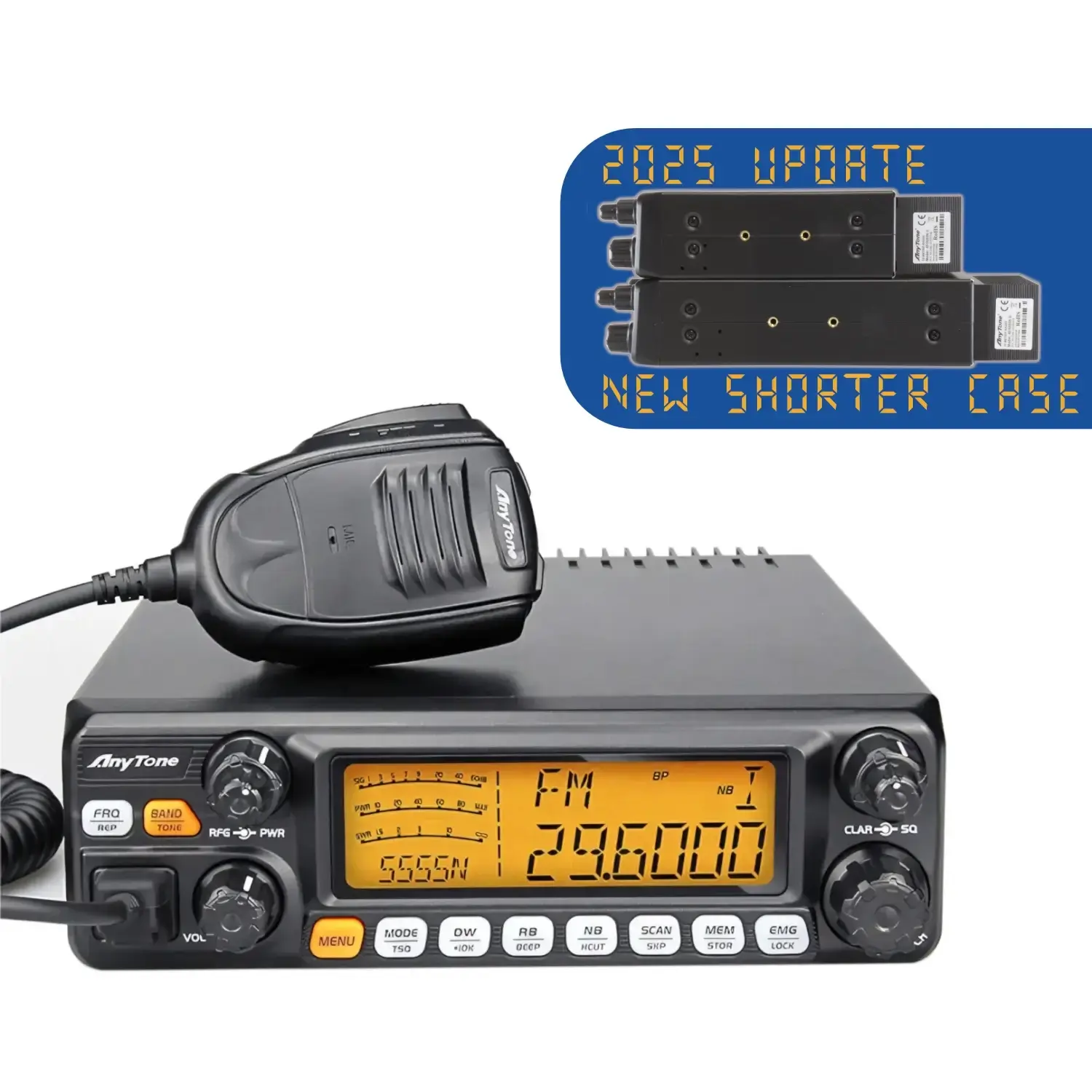 Anytone AT-5555N-II 10 Meter Mobile Radio AM FM SSB 60W Compact Black Case