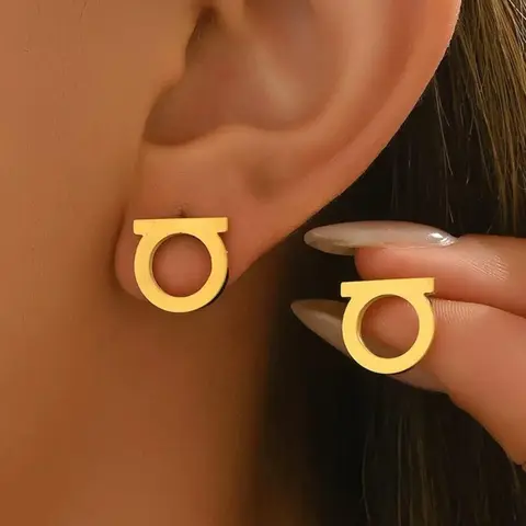 Stainless Steel Geometric Earrings, Cute Fashion Jewelry, All-Season Wear, Plated with Precious Metal, Daily Accessory, Studs, Fashionable Earrings, High Quality Earrings