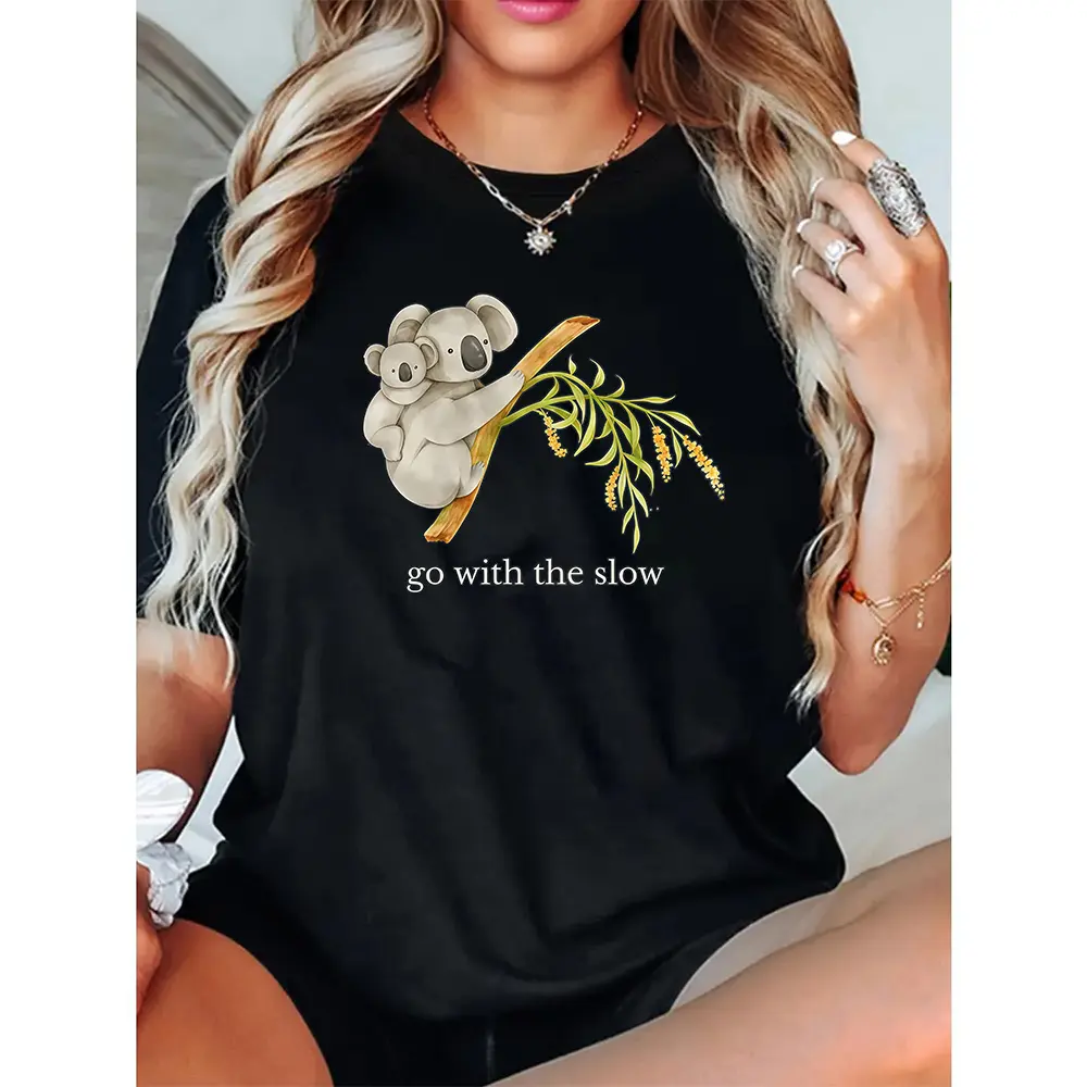 Koala Graphic T-Shirt, Go With The Slow Chill Aesthetic Outfits