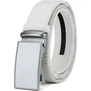 Men's Elastic Leather Ratchet Belt, Braided Stretch Belt, casual Fabric Belt, Design Width 1 3/8" for golf pants jeans