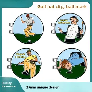25mm Metal Round Cap Clip - Golf-Themed Ball Markers with Humorous Designs, Women's Pro Accessory for Hat, Belt or Bag, Golf Training Equipment