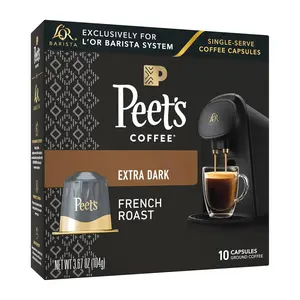 L'OR Barista Coffee Pods French Roast – 10 Aluminum Capsules Single Serve Coffee Compatible with L'OR Barista Machine, Rich Dark Roast Flavor 10 Count
