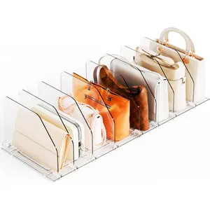 2 Pack Purse Dividers for Closet - Adjustable Closet Purse Organizers and Storage Rack,Acrylic Clear Shelf Dividers for Closet Organization,Towel,Pocketbook,Wallet,Bag Shelf,Clutch Organizer