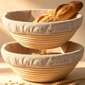 2 Pack Banneton Bread Proofing Baskets for Sourdough – 9 Inch Round Natural Rattan Proofing Basket for Dough Rising – Bread Proofing Bowl, Sourdough Bread Baking Supplies for Home Bakers