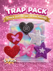 Trap Pack — 5-Pack Glitter Tap-to-Pay Pasties – Contactless Payment Nipple Covers
