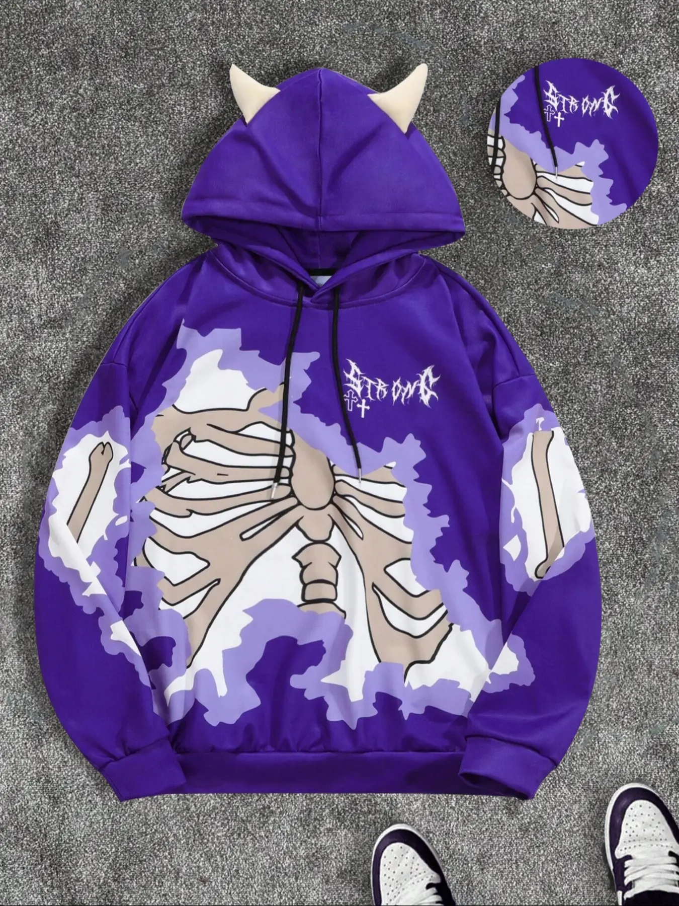 Men's Colorblock Skull Print Drop Shoulder Graphic Print Hoodie Pullover, Fashion Casual Regular Fit Drawstring Hooded Sweatshirt for Daily Holiday Outdoor Wear, Men Clothes for Fall & Winter