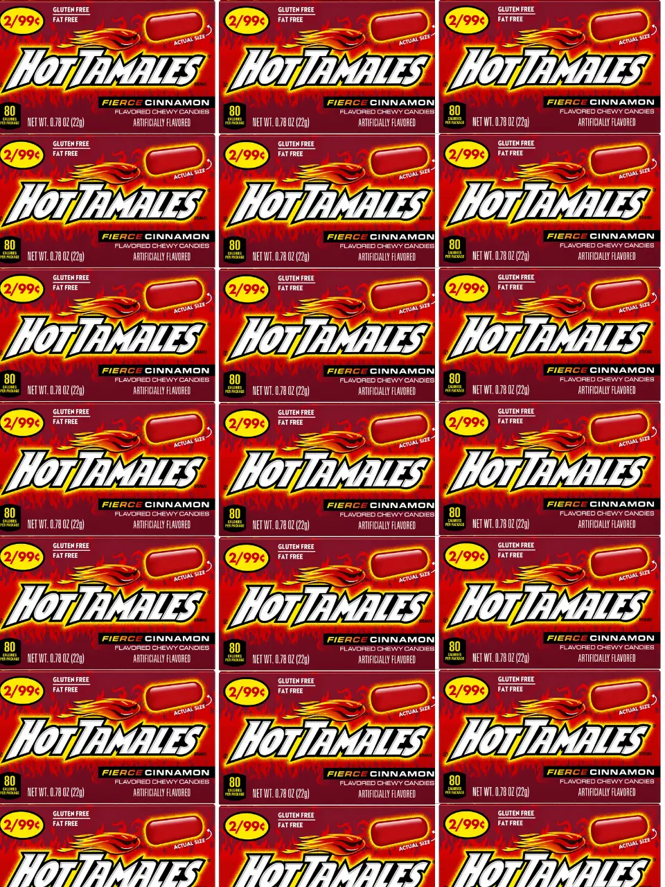 21 Pack-Hot Tamales Fierce Cinnamon Candy | 21 Count | 0.78oz Boxes | Chewy Cinnamon Candy | Classic NYC Bodega Favorite – NY Snack Pantry