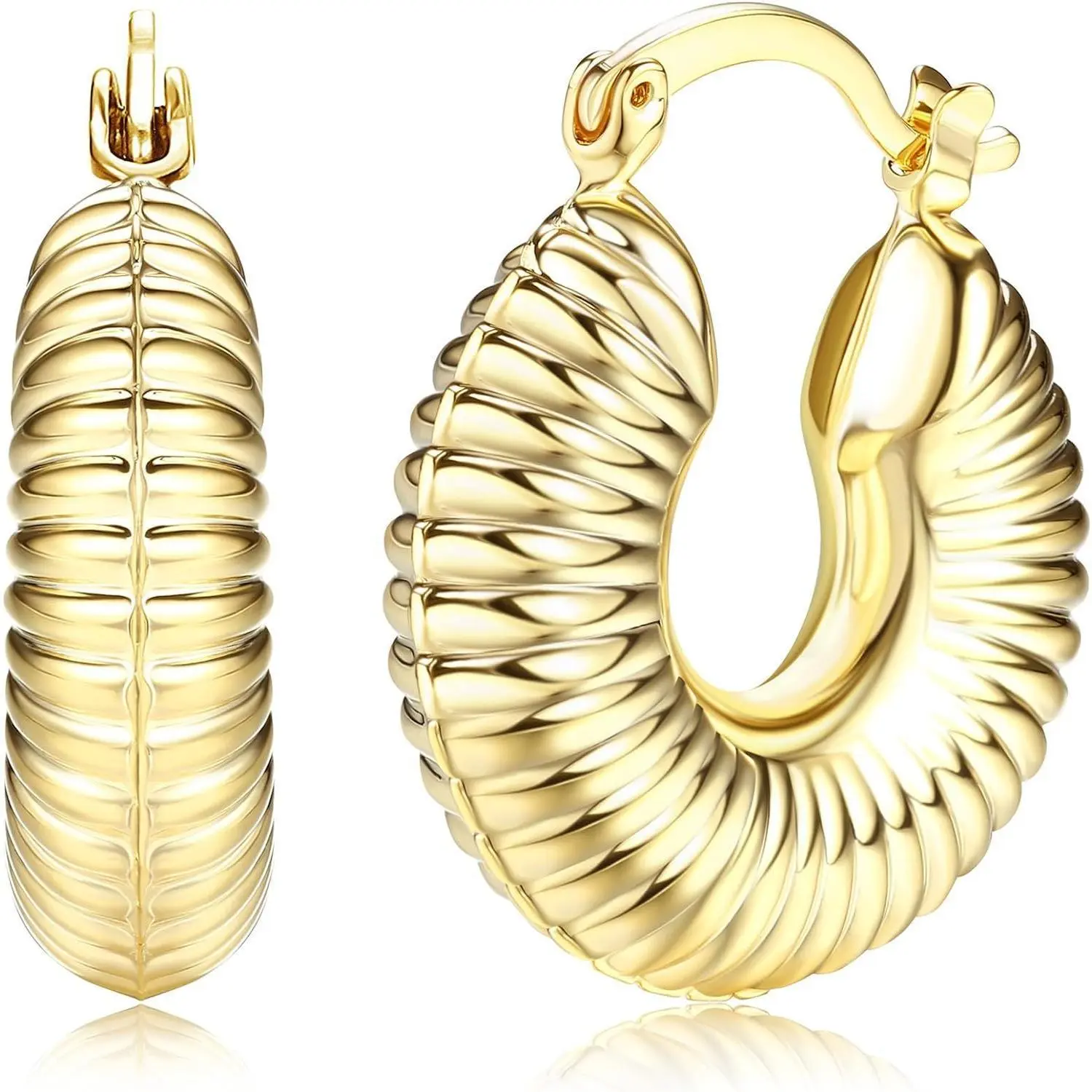 MILACOLATO Women's Hypoallergenic Teardrop Shape Hoop Earrings, Unique Form Chunky Hoop Shape Earrings for Daily Wear