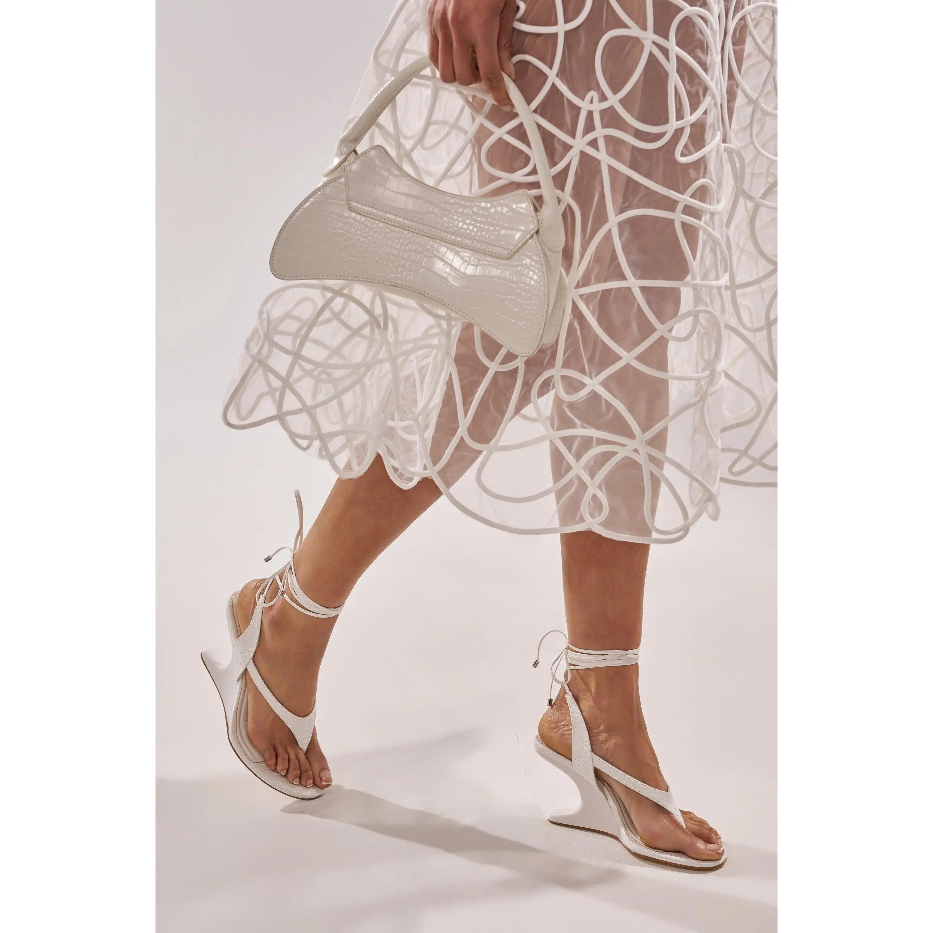 AZALEA WANG TAMSIN WHITE CROC NOVELTY WEDGE STRAP SANDAL - TikTok Shop