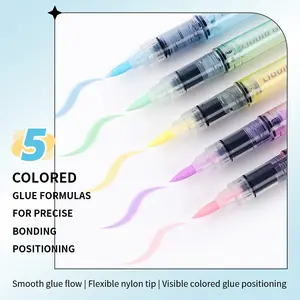 5-Color Liquid Glue Pen, Quick-Dry No-Trace Adhesive for DIY Crafts, Ideal for Students' Handmade Projects, Perfect for Bullet Journals