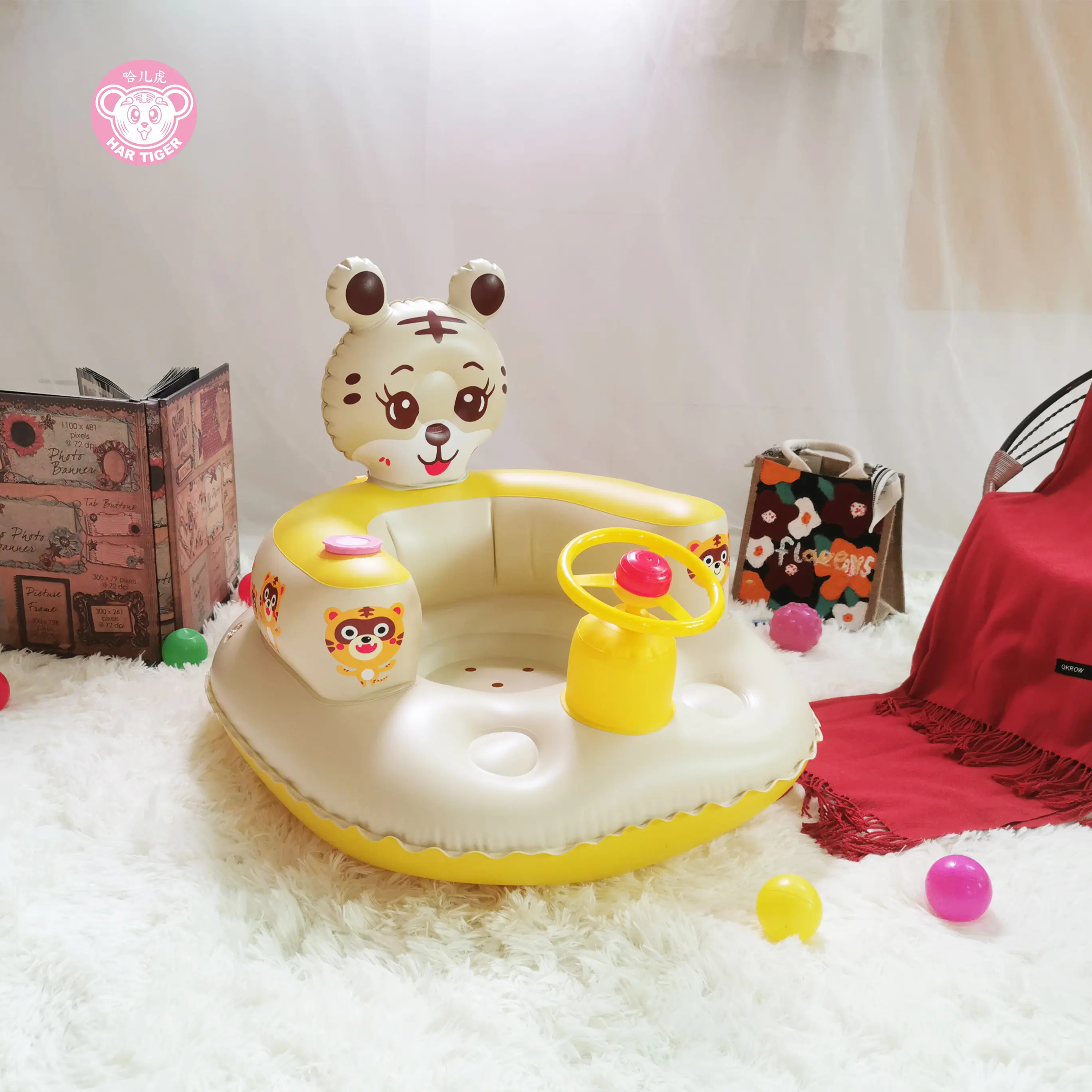 Inflatable Baby Seat, Inflatable Baby Chair| Blow Up Baby Chair for Babies From 3 Months, Infant Inflatable Chair Floor Sofa for Learning to Sit, Palying, Camping