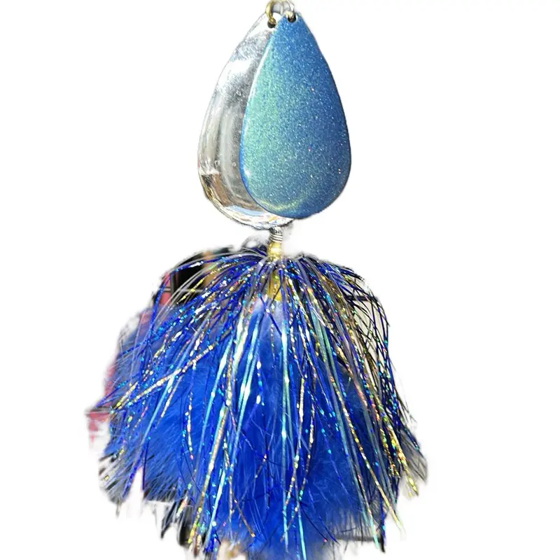 Goff's Grinders Double 10 Colorado with Flashabou, Maribou & Feathers - Handcrafted Lures for Musky Fishing, Affordable Musky Fishing Tackle