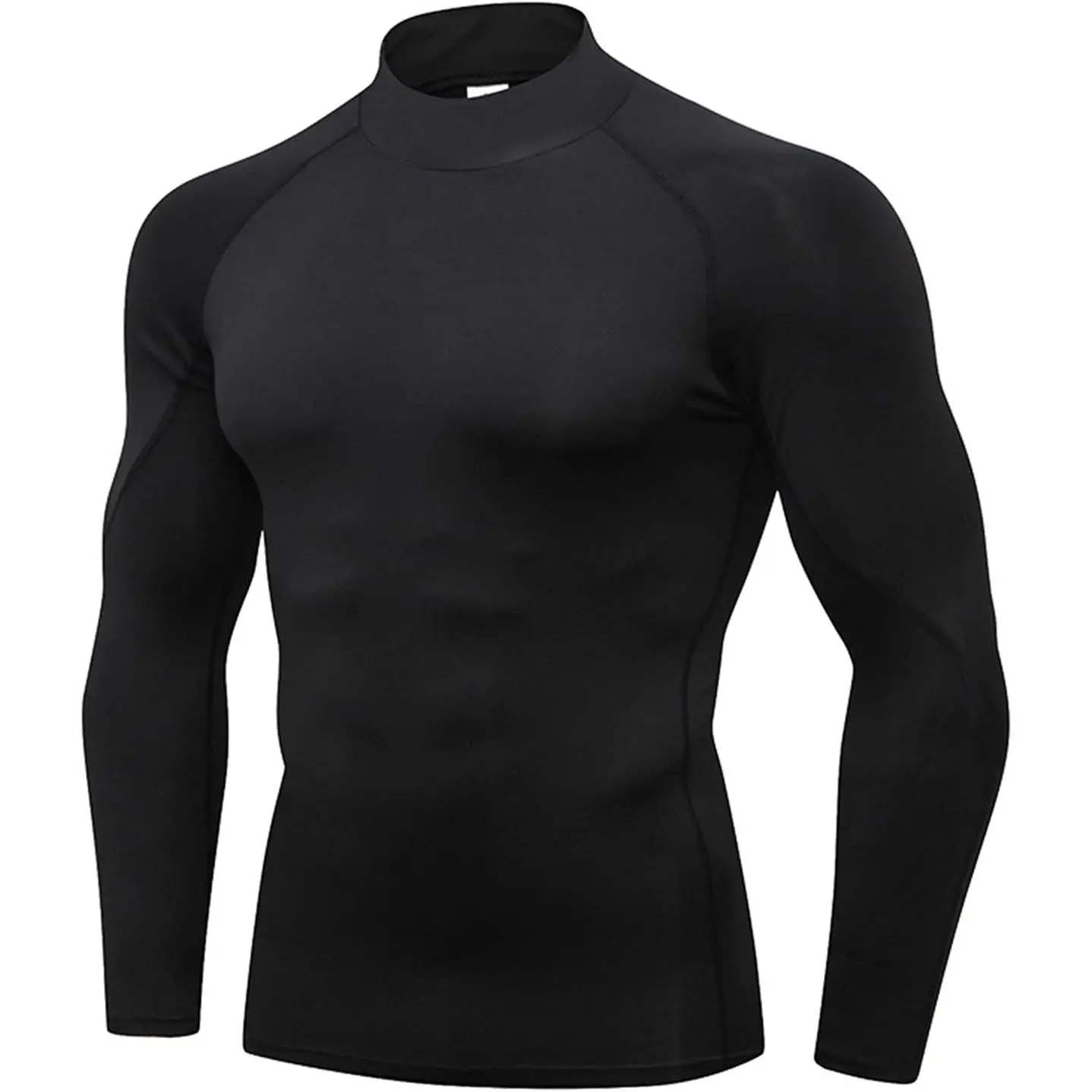 Men's Long Sleeve Turtle Neck Compression Shirt - Ergonomic Breathable Fabric Athletic Baselayer Undershirt for Running, Football Fashion, Walking, Moisture-Wick, Running Sports, Soccer, Hiking / Light Outdoor, 4-Way Stretch, Active Workouts, Baseball