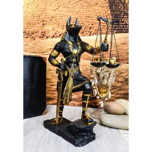 Ebros God Anubis with Scales of Justice Statue Figurine 10" Tall (Black & Gold)