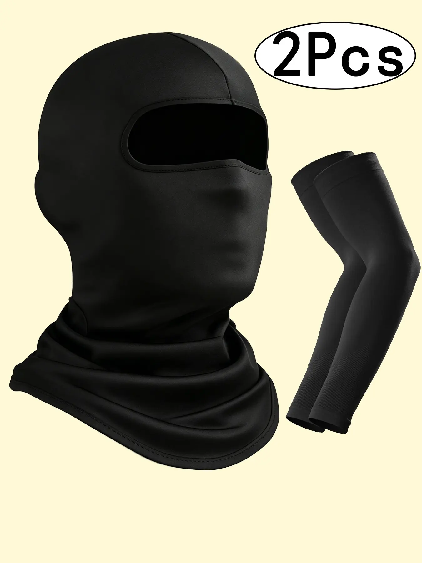 2pcs Ski Mask Balaclava, Ice Silk Cooling UV Protection, Breathable Arm Sleeves for Men Women, Unisex Design, Sports Tattoo Cover Up, Sports Ready