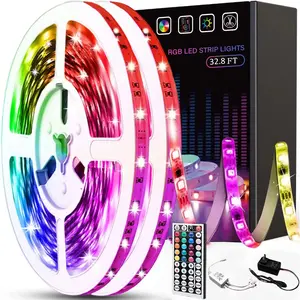 32.8' RGB Strip Lights 5050 LED Bulbs with Remote Control for Home/Indoor Christmas Thanksgiving Decor (Multicolor,2X16.4Ft)