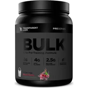 Bulk Black Pre Workout, Black Cherry Flavor with Beta-Alanine, Citrulline Malate & Caffeine for Energy & Performance, Sugar-Free, 30 Servings for Men and Women