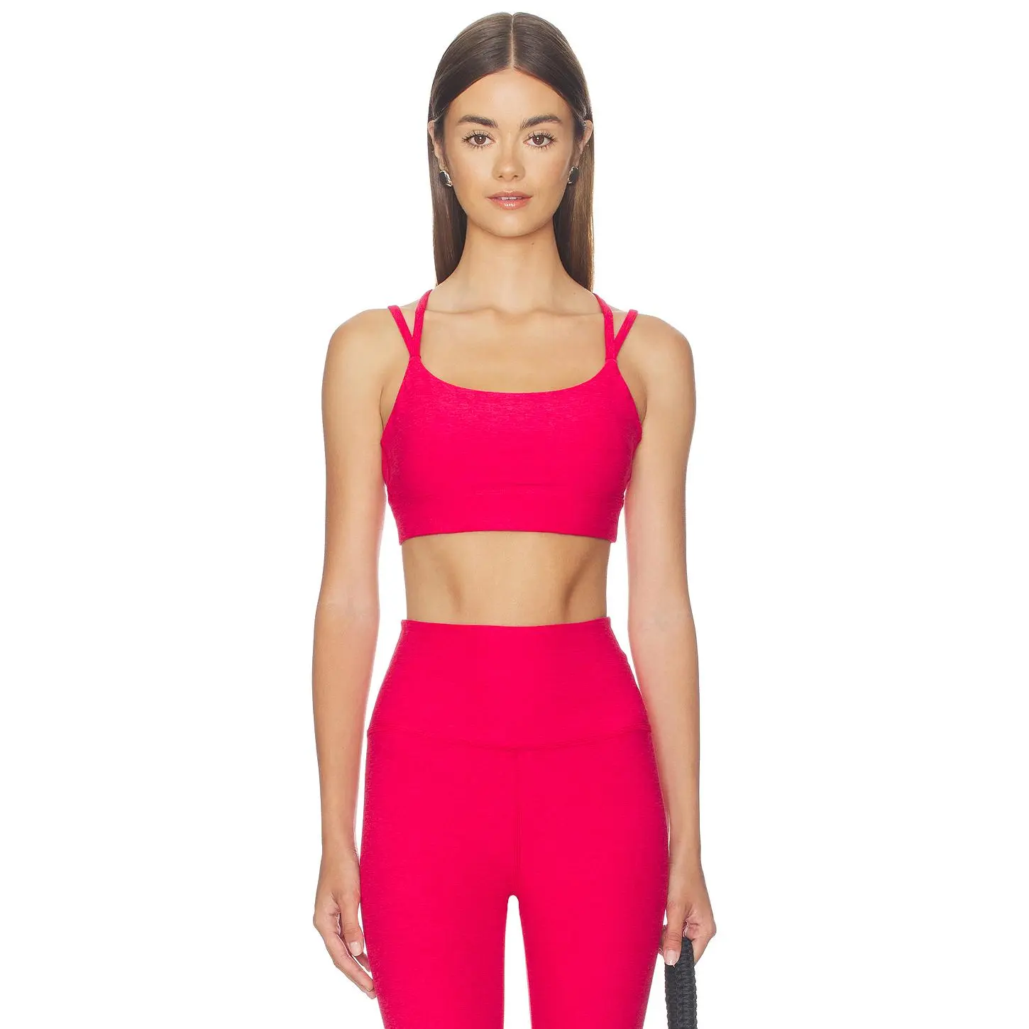 Beyond Yoga Spacedye Back To It Strappy Bra in Berry Red Heather