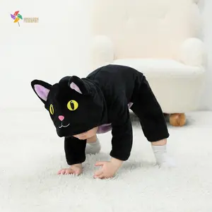 Toddler Baby Halloween Black Cat Costume Cute Hooded Jumpsuit Zipper Snowsuit Infant Boy Girl Warm Winter Clothes 0-5T