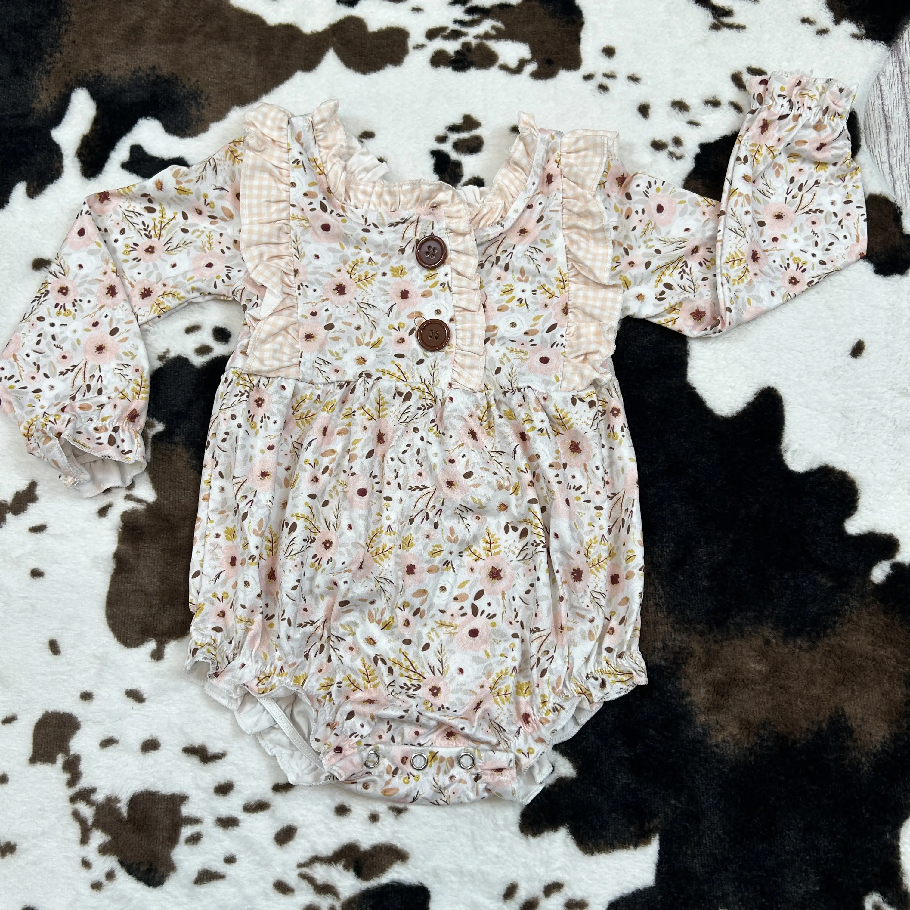 Baby Girls' Soft Milk Silk Long-Sleeve Floral Print Sleepwear - LR0769, Spring Baby Girls Clothing