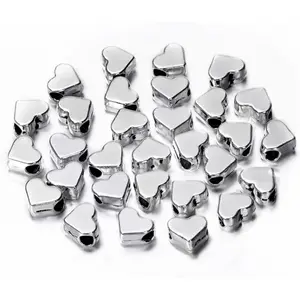 Household daily necessities 100 Pcs Heart Shape Spacer Beads Small Hole Spacer Beads Metal Loose Beads for Making Bracelet Necklace Earring Accessories DIY Handmade Craft (Silver)