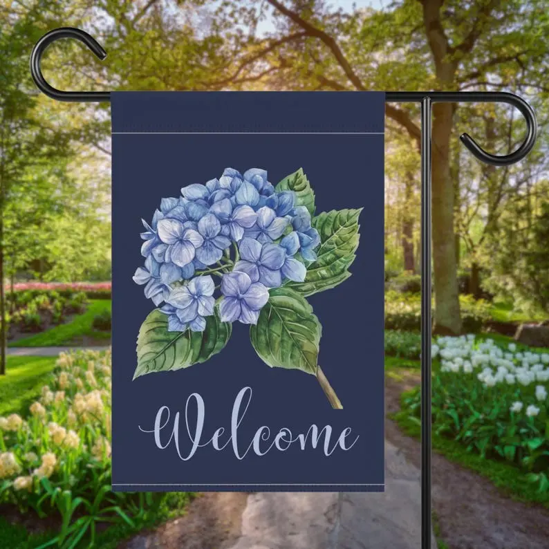 100% Polyester Hydrangea Garden Flag - Customization, Crease Resistant, Easy to Remove, Fashionable Polyester Clothing Courtyard Decor for Balcony, Porch All-Season Textile Furnishing