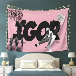 Igor Hip Hop Style Fabric Tapestry, durable polyester fiber, suitable for decoration in living rooms, bedrooms, and offices, music souvenir, horizontally hung, album cover art, home decoration, bedroom items