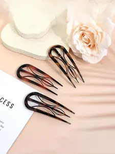 3pcs Zeyiyer French Hair Pins, 3-Prong U-Shaped Hair Clips for Women & Girls, Ideal for Thin & Thick Hair, Enhance Your Updos